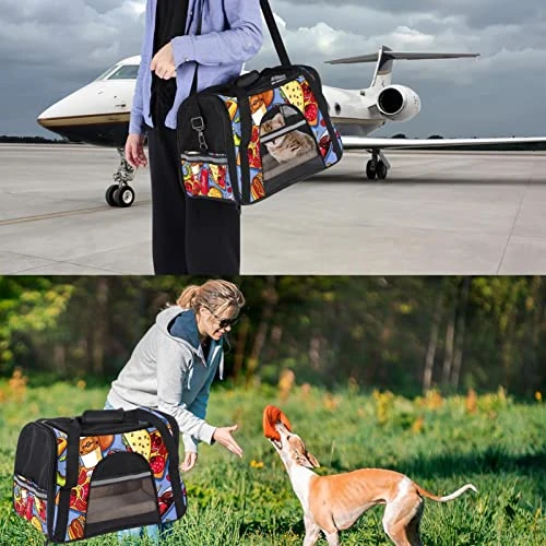 Pet Carrier American Delicious Fat Food Pattern Soft-Sided Pet Travel Carriers For Cats,Dogs Puppy Comfort Portable Foldable Pet Bag Airline Approved 7 Pet Carrier American Delicious Fat Food Pattern Soft-Sided Pet Travel Carriers For Cats,Dogs Puppy Comfort Portable Foldable Pet Bag Airline Approved - Image 5