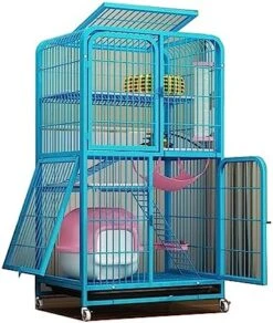 Cat Enclosures For Outside Universal Wheels Easy To Move, Designed From Metal Durable Suitable For Cats, Dogs, Rabbits, Blue/Pink (Color : Pink, Size : 78 * 55 * 137cm) -Purritos Shop 51vOzA2ArbL. AC