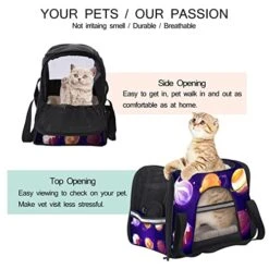 Pet Carrier Space Planets Food Pizza Soft-Sided Pet Travel Carriers For Cats,Dogs Puppy Comfort Portable Foldable Pet Bag Airline Approved -Purritos Shop 51wUULqtojL