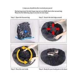 YangYan Kennel Round Pet Cat Bed Soft Plush Cat Dog House Matress Mat Winter Puppy Warm Nest Soft Pet Cat Sleeping House (Color : Grey, Size : 35cm) -Purritos Shop 51wti8ZMlcL