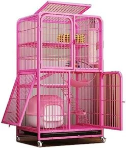 Cat Enclosures For Outside Universal Wheels Easy To Move, Designed From Metal Durable Suitable For Cats, Dogs, Rabbits, Blue/Pink (Color : Pink, Size : 78 * 55 * 137cm) -Purritos Shop 51xQ91gTc0L. AC