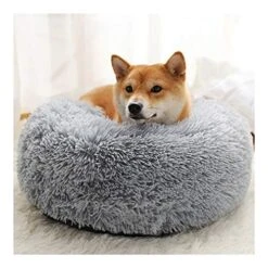 YangYan Long Plush Pet Bed Cat Super Soft Bed For Dogs Kennel Dog Round Winter Warm Sleeping Puppy Cushion Mat Portable Cat Supplies (Color : Pink, Size : 40cm) -Purritos Shop 51yR59wooAL