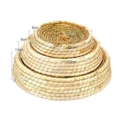 YangYan Pet Straw Braided Bed Puppy Kennel Cat Nest Kitten Scratching Sleeping Mat Pets House Cats Grinding Claw Cushion Pad (Color Show, Size : Diameter 40cm)