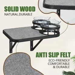 Cat Hammock Cat Wall Shelves With 3 Steps, Cat Scratching Post Cat Hammock And Perches With 2 Cat Food Bowls, Wood Cat Bed Furniture Wall Mounted, Cat Scratching Post Cat Wall Shelf -Purritos Shop 51z8uNXf7YL