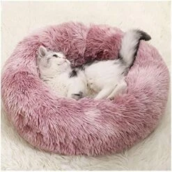 YangYan Kennel Round Pet Cat Bed Soft Plush Cat Dog House Matress Mat Winter Puppy Warm Nest Soft Pet Cat Sleeping House (Color : Grey, Size : 35cm) -Purritos Shop 51zgxjnrH L. AC 1