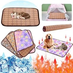 Hnjtkj Pet Dual-Use Mat Cushion Summer Cooling Comfortable And Cool Bamboo Fiber Mat Pet Supplies 40 * 30CM,Pink,40CM*30CM 8 Hnjtkj Pet Dual-Use Mat Cushion Summer Cooling Comfortable And Cool Bamboo Fiber Mat Pet Supplies 40 * 30CM,Pink,40CM*30CM -Purritos Shop 61QPCnw18ML 2
