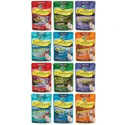 Earthborn Holistic Grain Free Wet Cat Food Pouches, 6 Flavors, 3-Ounces Each (12 Total Pouches)